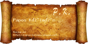 Papos Kálmán névjegykártya